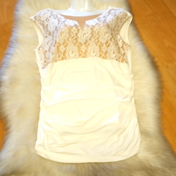 Boston Proper Lace Ruched Knit Tunic - Picture 6 of 11